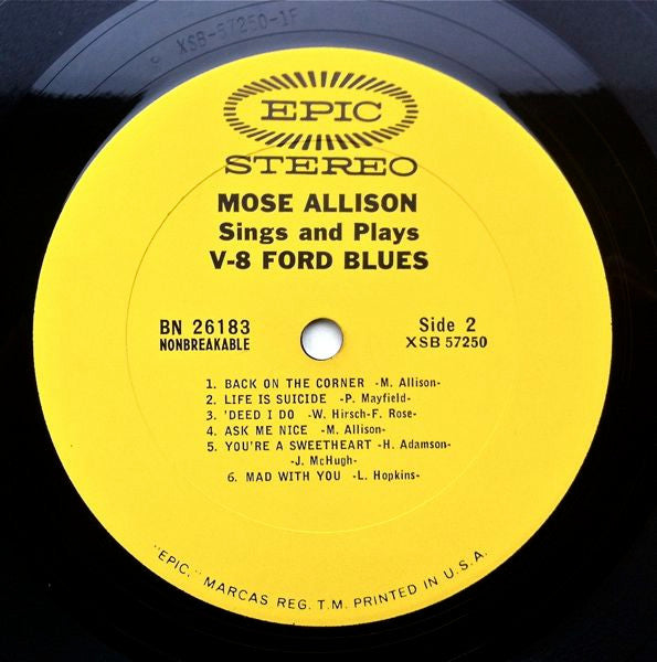 Mose Allison : Sings And Plays V-8 Ford Blues (LP, Album, RE)