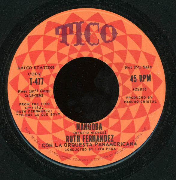 Ruth Fernandez Con La Orquesta Panamericana : Como / Nangoba (7", Promo)