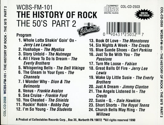 Various : WCBS-FM-101 The History Of Rock The 50's Part 2 (CD, Comp)