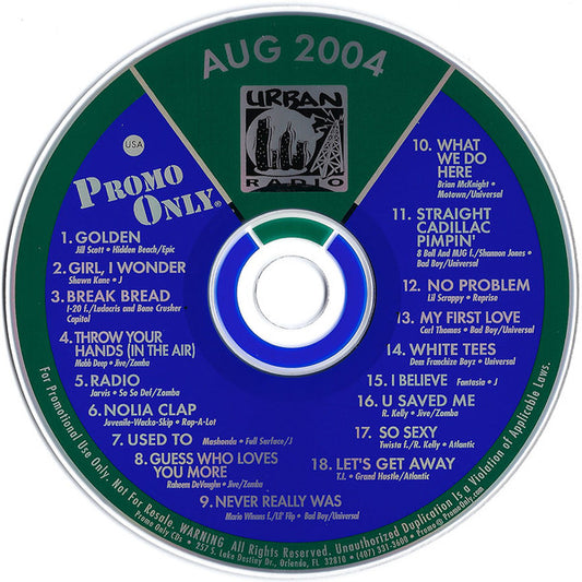 Various : Promo Only Urban Radio: August 2004 (CD, Comp, Promo)
