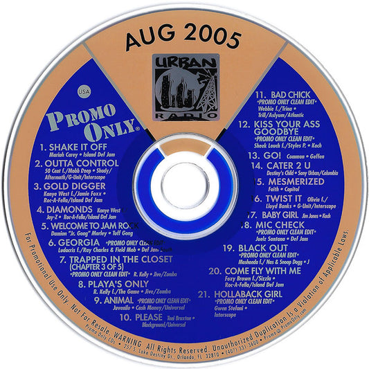 Various : Promo Only Urban Radio August 2005 (CD, Comp, Promo)