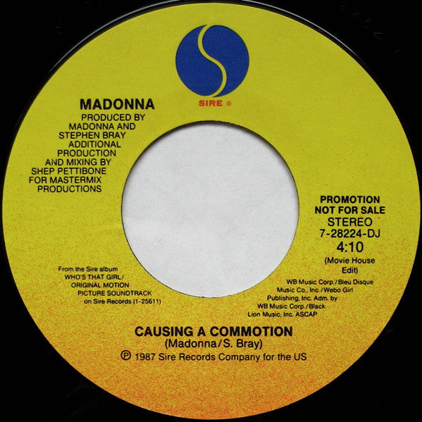 Madonna : Causing A Commotion (7", Single, Promo, Styrene)