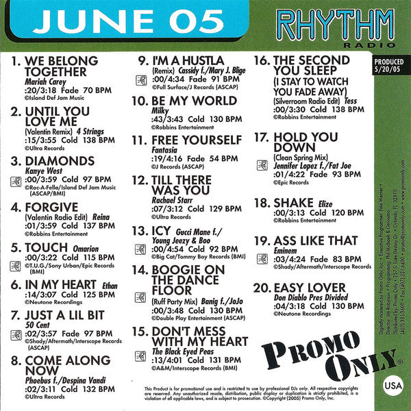 Various : Promo Only Rhythm Radio (June 2005) (CD, Comp, Promo)