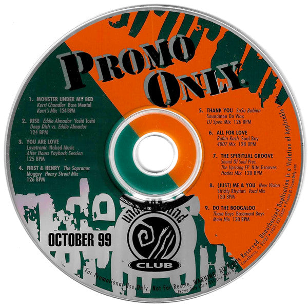 Various : Promo Only Underground Club October 99 (CD, Comp)