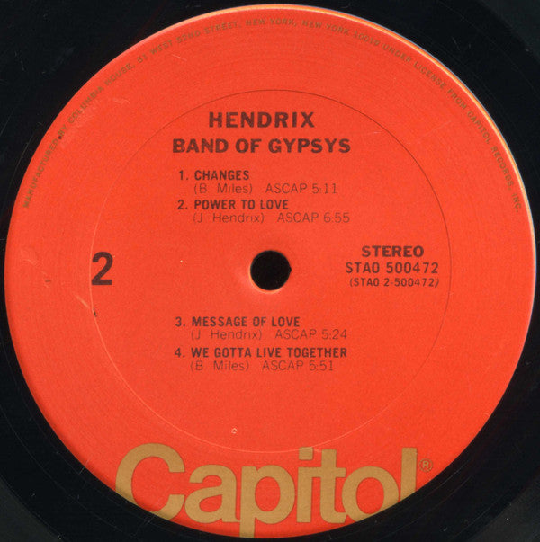 Jimi Hendrix : Band Of Gypsys (LP, Album, Club, RE, Col)