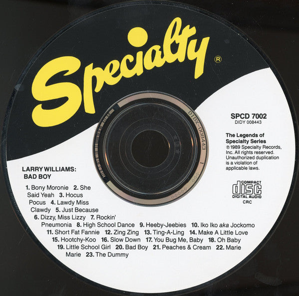 Larry Williams (3) : Bad Boy (CD, Comp, Club, CRC)