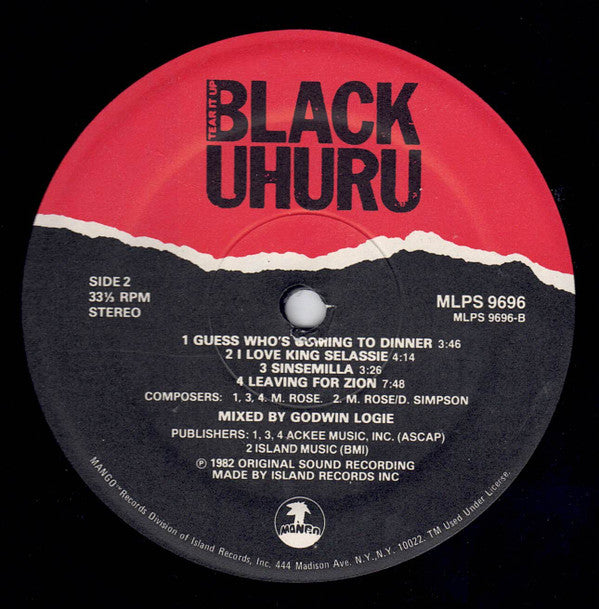 Black Uhuru : Tear It Up - Live (LP, PRC)