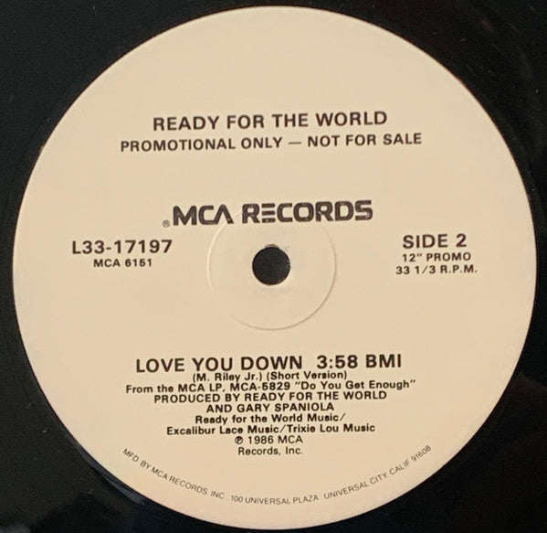 Ready For The World : Love You Down (12", Single, Promo)