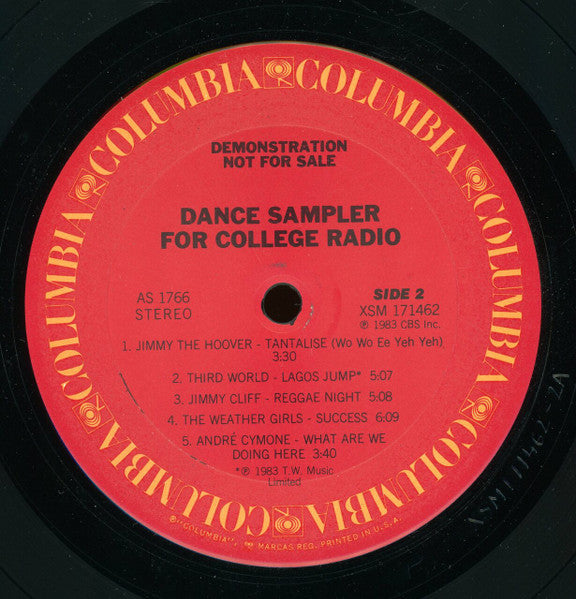 Various : Dance Sampler For College Radio (LP, Promo, Smplr)