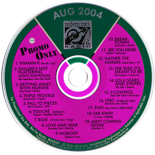 Various : Promo Only Modern Rock Radio: August 2004 (CD, Comp, Promo)
