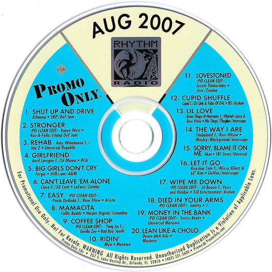 Various : Promo Only Rhythm Radio: August 2007 (CD, Comp, Promo)