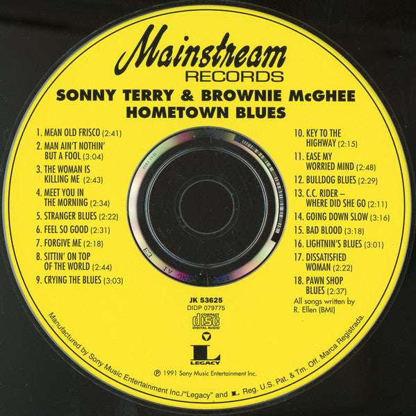 Sonny Terry & Brownie McGhee : Hometown Blues (CD, Album, Mono, RE, RP)