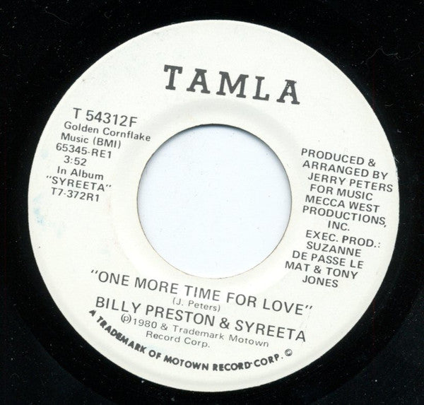Billy Preston & Syreeta : One More Time For Love (7", Promo)