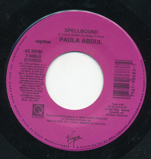 Paula Abdul : Blowing Kisses In The Wind (7", Single, Spe)