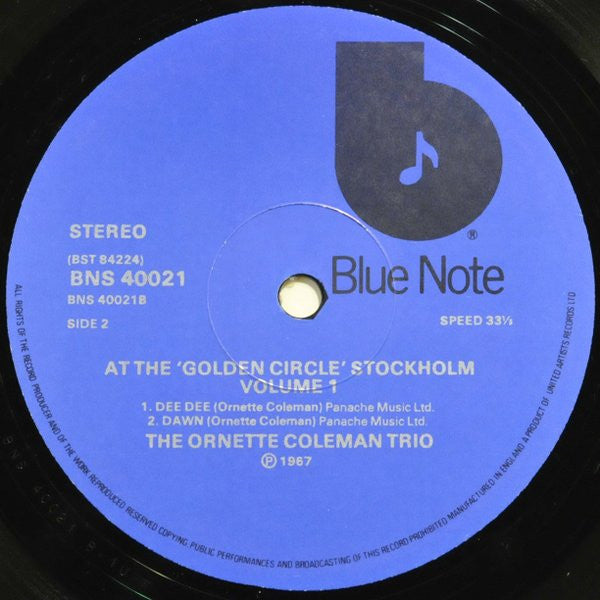 The Ornette Coleman Trio : At The "Golden Circle" Stockholm - Volume One (LP, Album)