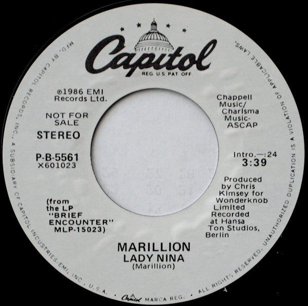 Marillion : Lady Nina (7", Single, Promo)