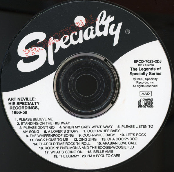 Art Neville : His Specialty Recordings 1956 - 58 (CD, Comp, Promo, RM)