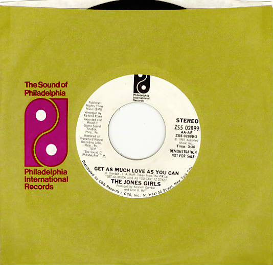 The Jones Girls : Get As Much Love As You Can (7", Promo, Styrene, Ter)