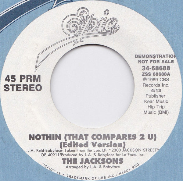 The Jacksons : Nothin (That Compares 2 U) (7", Promo, Styrene)