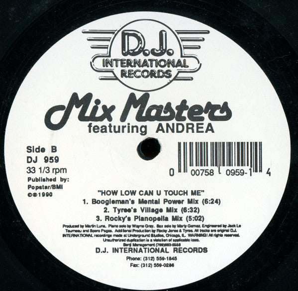 Mix Masters Featuring Andrea Salazar : How Low Can U Touch Me (12")