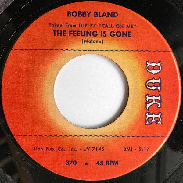 Bobby Bland : I Can't Stop Singing / The Feeling Is Gone (7")