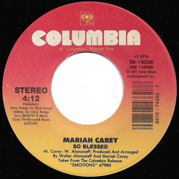 Mariah Carey : I'll Be There (7", Single)
