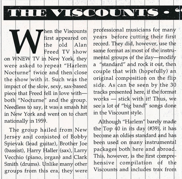 The Viscounts : Harlem Nocturne - Lost Instrumentals Vol. 1 (CD, Comp)
