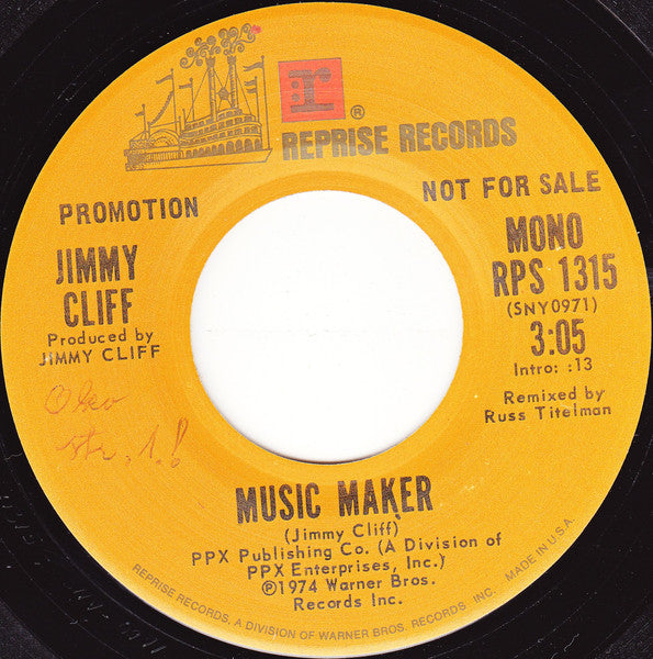 Jimmy Cliff : Music Maker (7", Promo)