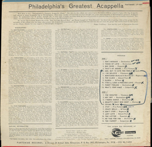 Various : Philadelphia's Greatest Acappella (LP, Comp, Mono, Gol)