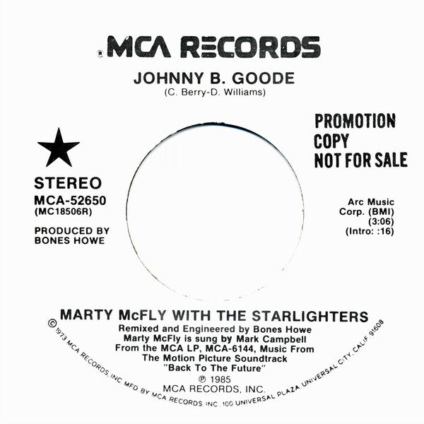 Marty McFly With The Starlighters : Johnny B. Goode (7", Promo)