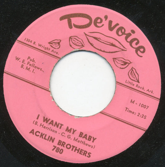 Acklin Brothers : Junior's Angle / I Want My Baby (7")