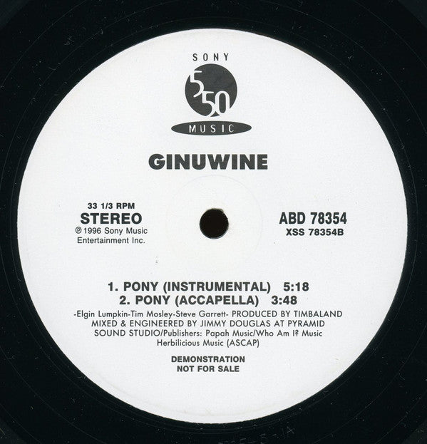 Ginuwine : Pony (12", Single, Promo)