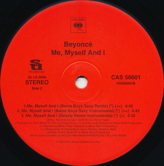Beyoncé : Me, Myself And I (Bangin' Urban Mixes) (12")