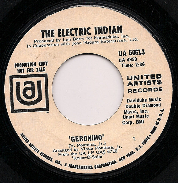The Electric Indian : Land Of 1000 Dances / Geronimo (7", Promo, Styrene, She)