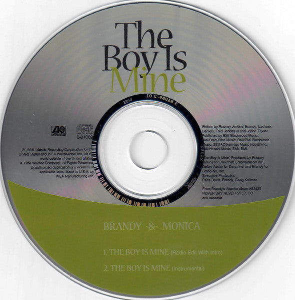 Brandy (2) & Monica : The Boy Is Mine (CD, Single)