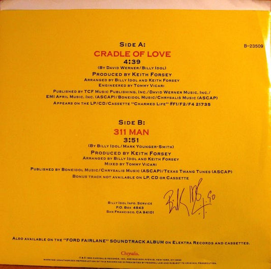 Billy Idol : Cradle Of Love (7", Single)