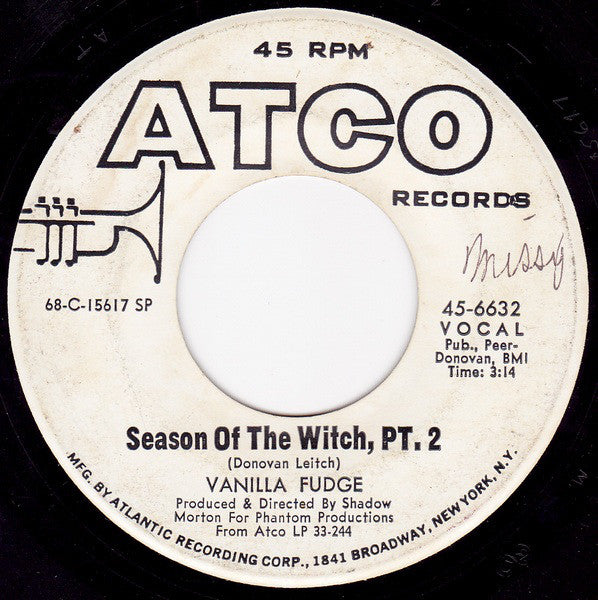 Vanilla Fudge : Season Of The Witch (7", Single, Mono, Promo)
