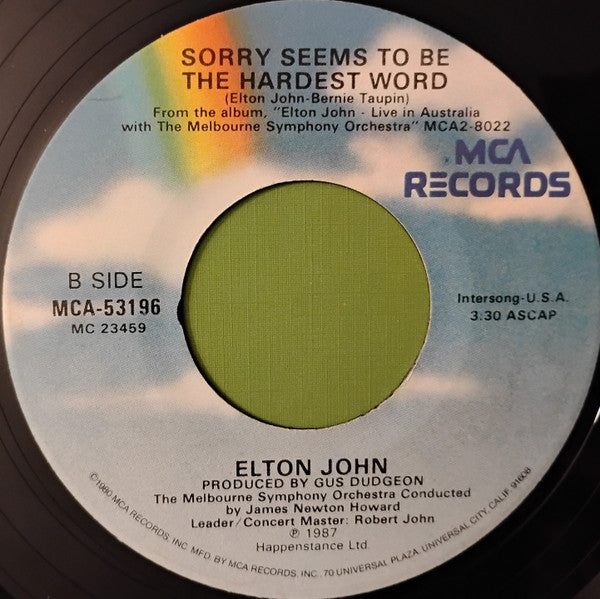 Elton John : Candle In The Wind (7", Single, Glo)