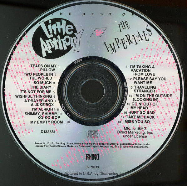 Little Anthony & The Imperials : The Best Of Little Anthony & The Imperials (CD, Comp, Club)