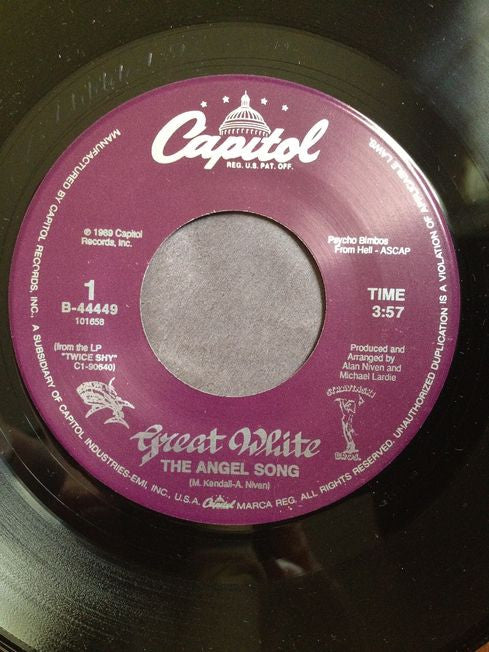 Great White : The Angel Song (7", Single, Spe)