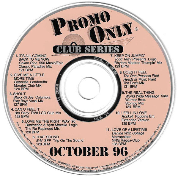 Various : Promo Only Club Series: October 96 (CD, Comp, Promo)