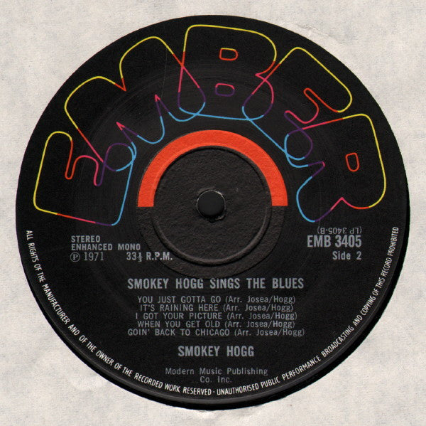Smokey Hogg : Smokey Hogg Sings The Blues (LP, Ste)