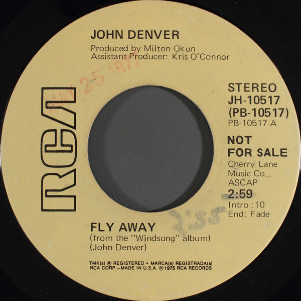John Denver : Fly Away (7", Mono, Promo)