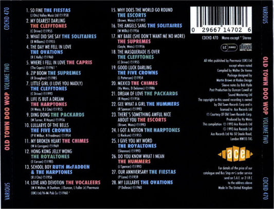 Various : Old Town Doo Wop Volume 2 (CD, Comp, Mono)