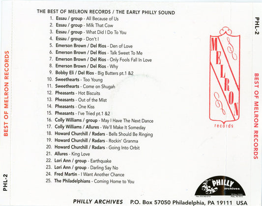Various : The Best Of Melron Records - "The Early Philly Sound" - Philly R&B Vol. 1 (CD, Comp)