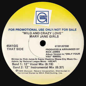 Mary Jane Girls : Wild And Crazy Love (12", Promo)