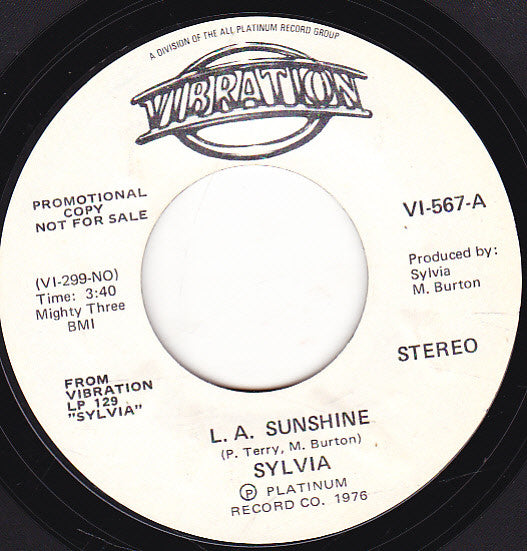 Sylvia Robinson : L.A. Sunshine (7", Promo)