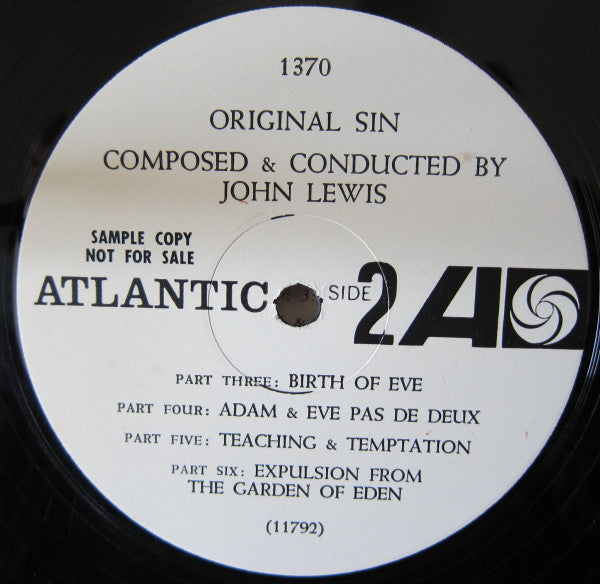John Lewis (2) : Original Sin (Music For Ballet Composed By John Lewis) (LP, Mono, Promo)