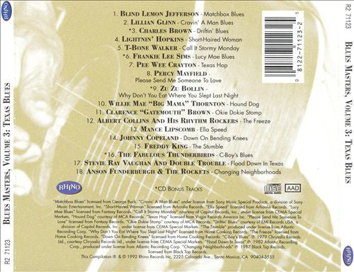 Various : Blues Masters, Volume 3: Texas Blues (CD, Comp, RM)