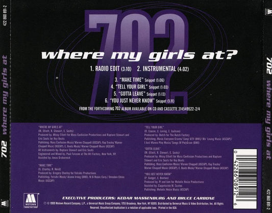 702 : Where My Girls At? (CD, Single)